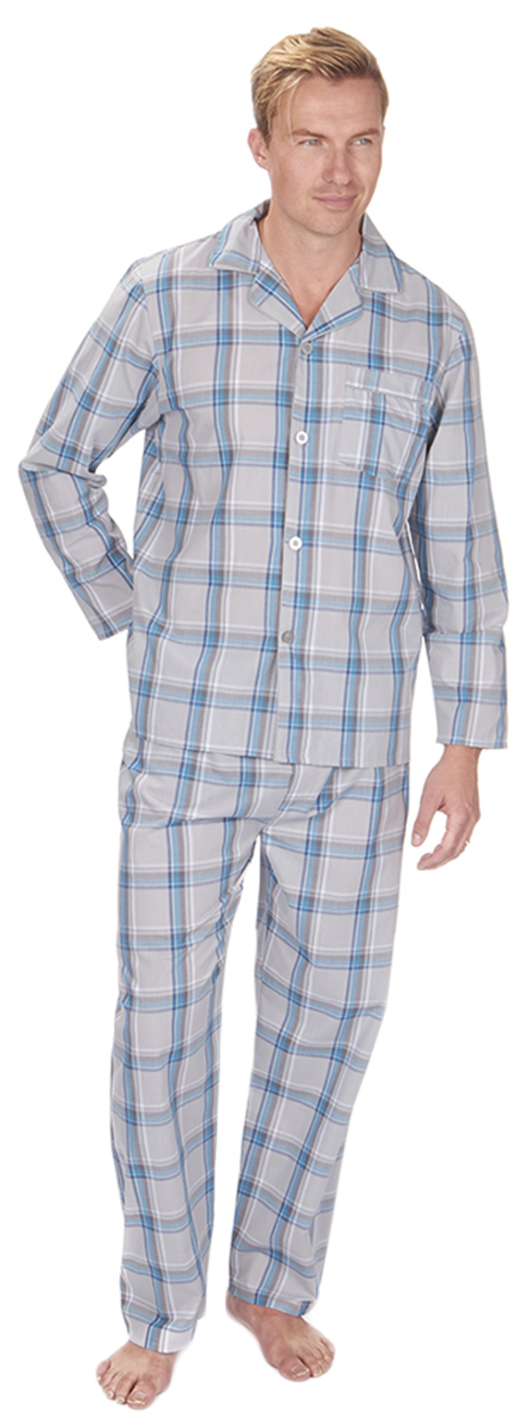 Mens Traditional Pyjamas 2 Piece Classic Set Hospital Top + Bottoms